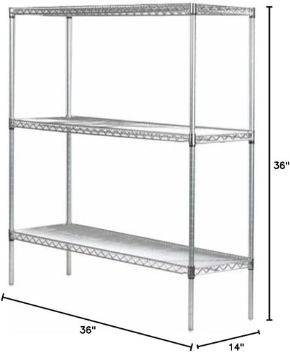 Omega 14" Deep x 36" Wide x 36" High 3 Tier Chrome Starter Shelving Unit