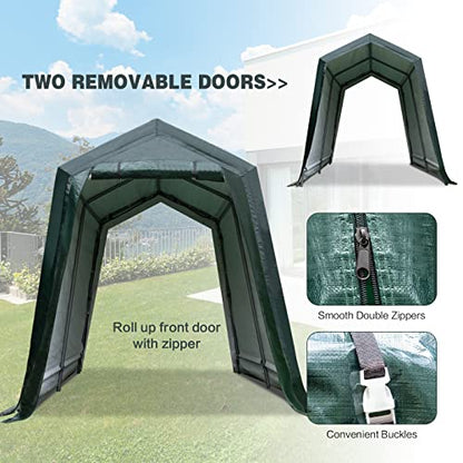 7 Ft x 12 Ft Outdoor Carport Patio Storage Shelter Metal Frame and Waterproof Ripstop Cover for Motorcycle and ATV Car
