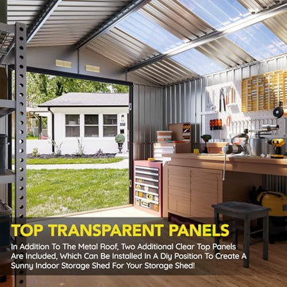 Upgrade 10x12 FT Outdoor Metal Storage Shed with Floor Frame