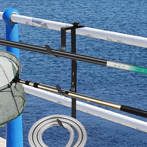 2Pcs Black Pool Pole Hangers Adjustable Pool Fence Hooks for Pool Equipment