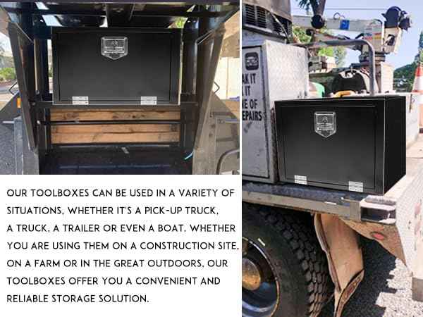 24 Inch Underbody Steel Truck Tool Box with T-Handle Latch Flatbed Underbody Tool Box Storage Box for Trailer Heavy Duty Truck Bed Storage Organizer Chest Black(18” x 18” x 24”)