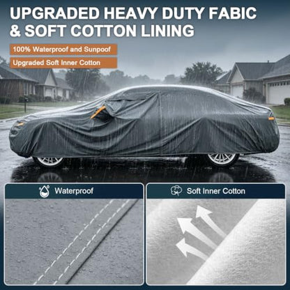 16 Layers Car Cover Waterproof All Weather for Sedan Heavy Duty