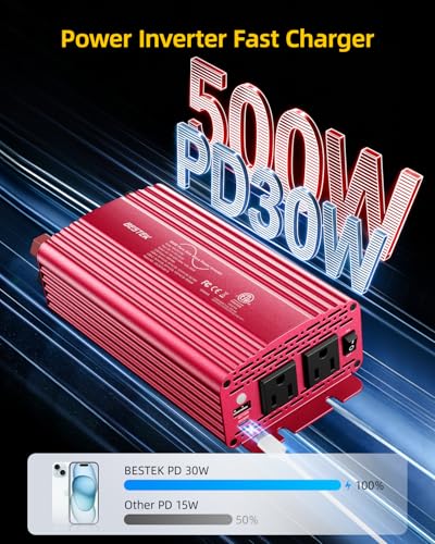 500W Pure Sine Wave Power Inverter DC 12V to AC 110V Car Converter