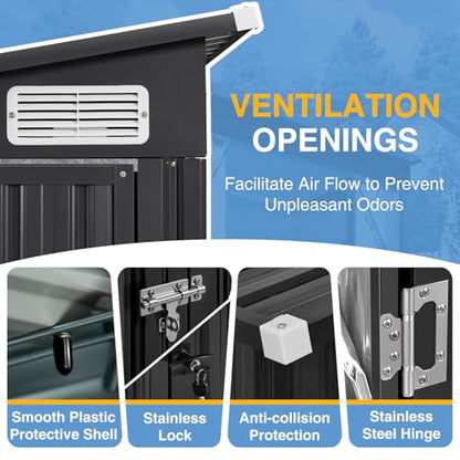 8'x12' Outdoor Lean to Storage Shed with Triple Doors Utility Galvanized Steel Sheds for Vertical Storage