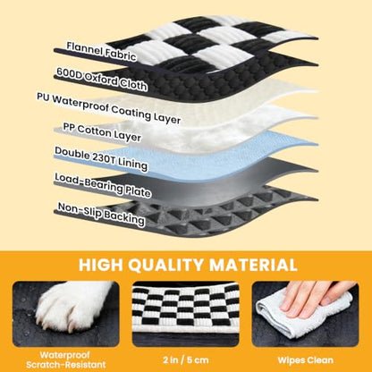 Large Dog Car Seat Cover with Checkered Dog Bed Mat for Back Seat Half