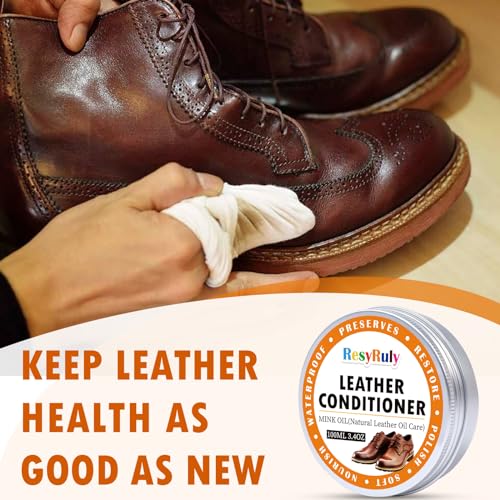 Mink Oil Paste Leather Conditioner Boots Wax Waterproof Smooth Couch Purse Shoes Bag Jacket Soft Polish Furniture Salve Sofa Car Seat Restore Shine Saddles Baseball Glove Natural Leather Care Balm