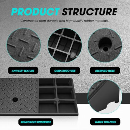 2pcs 5.3" Rise Rubber Curb Ramp Heavy Duty Loading Driveway Ramp Threshold Ramp 19.5" W x 13.6" D x 5.3" H for Loading Dock