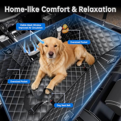 RYNVALE [2026 Upgraded] Hard Bottom Car Seat Cover for Dogs in Trucks