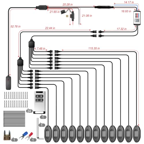 LED RGB Rock Lights for Trucks 12 Pods with APP and Remote Control (12 Count)
