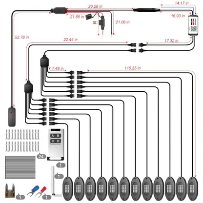 LED RGB Rock Lights for Trucks 12 Pods with APP and Remote Control (12 Count)