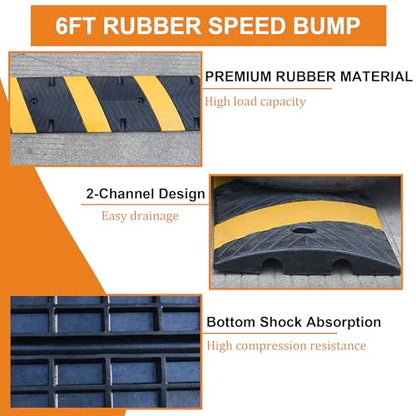 2 Pack 6Ft Rubber Speed Bump (2 Count)