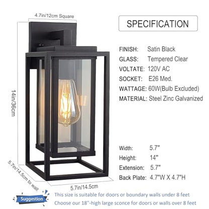 14" Outdoor Wall Light Fixtures Waterproofed Exterior Lantern W (2 Count)