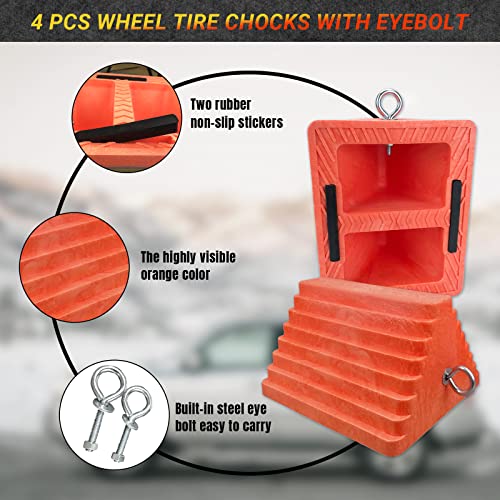 Premium 4 pcs Heavy Duty Wheel Tire Chocks