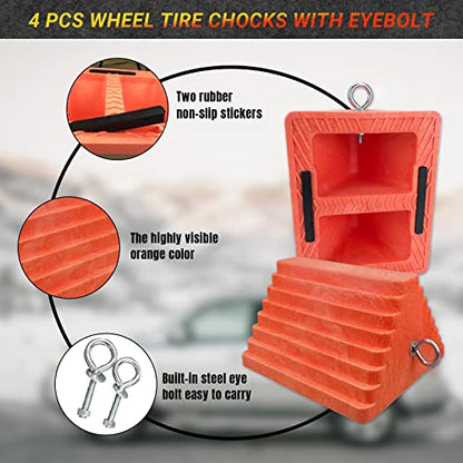 Premium 4 pcs Heavy Duty Wheel Tire Chocks