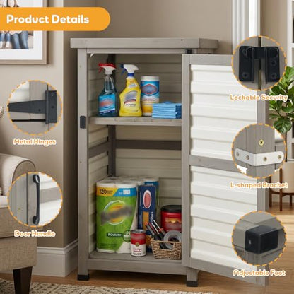 Outdoor Storage Cabinet with Metal Top
