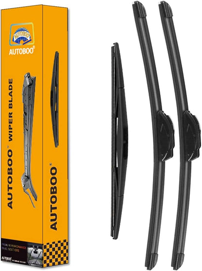 AUTOBOO 16"+16" Windshield Wipers with 12 Inch Rear Wiper Blade Replacement for Jeep wrangler JL 2018 2019 2020 2021 2022 2023-Original Factory Quality (Pack of 3)