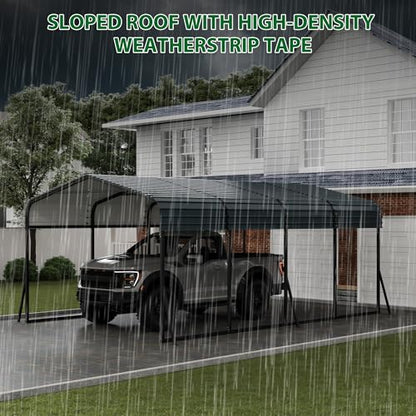 12' x 20' x 8.5' Heavy Duty Metal Carport with Galvanized Steel Roof