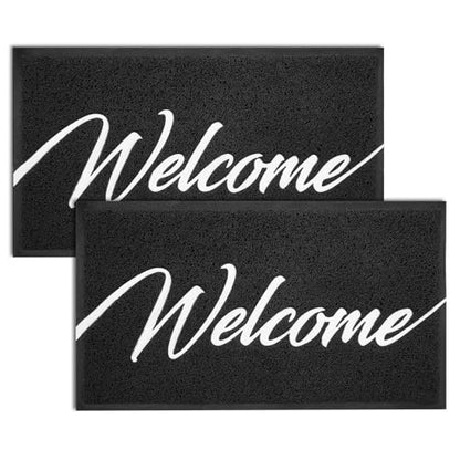 Door Mat 2 Pack Outside Inside Welcome Doormat 30"x17.5" Durable Floor Mat Non Slip Rug Ultra Absorb Mud Easy Clean Front Doormat for Garage