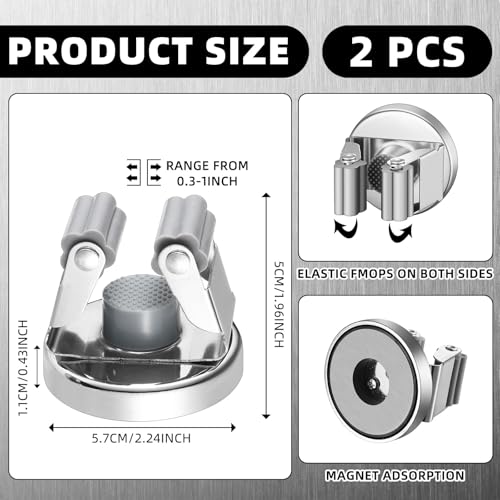 2 Pcs Magnetic Broom Holder Wall Mounted Anti Slip Rack (2 Count)