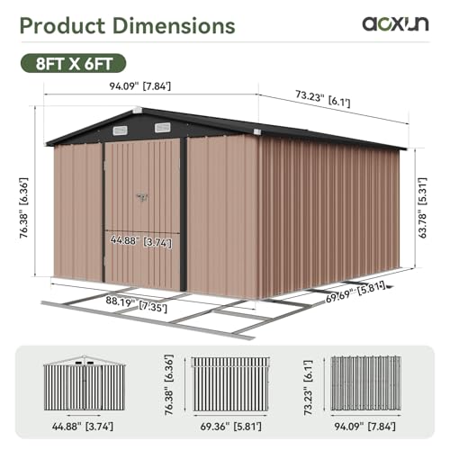 6' x 8' Storage Shed with Base Brown