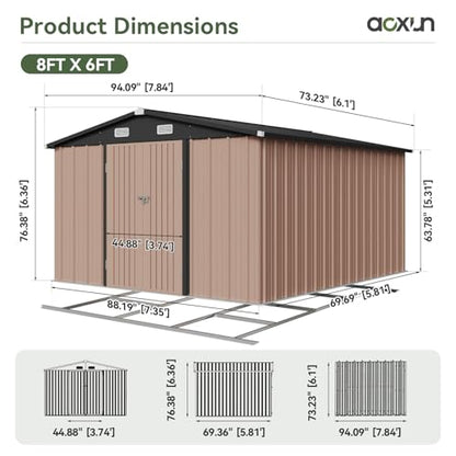 6' x 8' Storage Shed with Base Brown