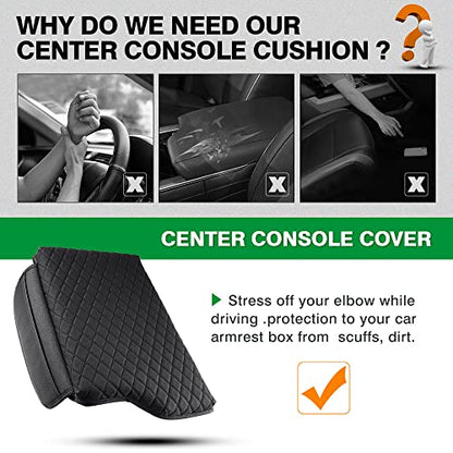 Custom Fit for Center Console Cover Hyundai Palisade 2020 2021 2022 2023 2024 2025 2026 Armrest Cover Center Console Pad PU Leather Armrest Seat Box Cover Protector with Pockets Storage Bag
