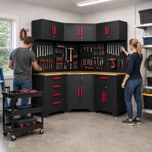 10Pcs Corner Garage Cabinets Storage System