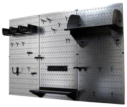 Pegboard Organizer 4 ft. Metal Pegboard Standard Tool Storage Kit with Galvanized Toolboard and Black Accessories