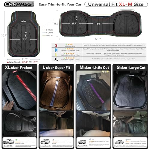 3 Row Heavy Duty Rubber Car Mats (4 Count)