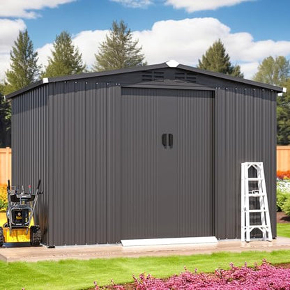 8x6 FT Galvanized Steel Outdoor Storage Shed