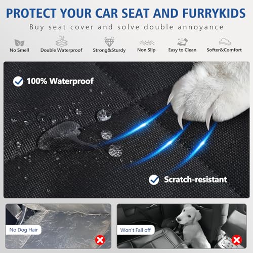 XL Hard Bottom Dog Back Seat Cover for Crew Cab Trucks with Blanket