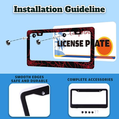 Red Spider Web License Plate Frame Funny Cobweb Gothic License Plate Holder