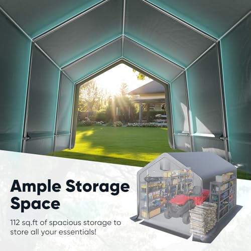 10x12FT Large Outdoor Storage Shed Workshop Shelter with Roll