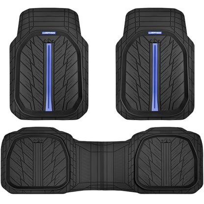 Tire Tread DeepDish Rubber Floor Mats for car Heavy Duty car mats All Weather (3 Count)