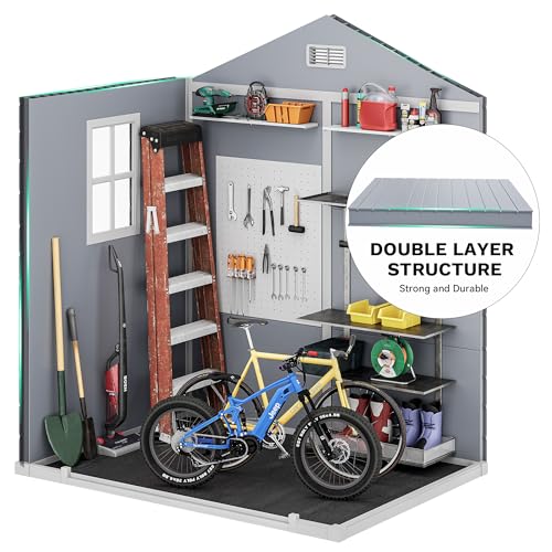 6x4.4 FT Resin Storage Shed with Reinforced Floor & Window