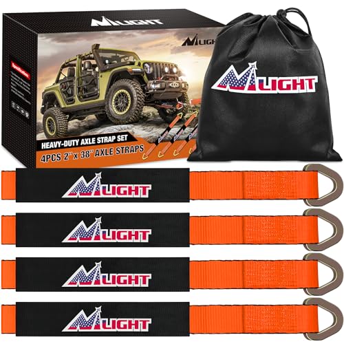 4PCS 2"x 38" Axle Tie Down Straps with Protective Sleeve D (4 Count)