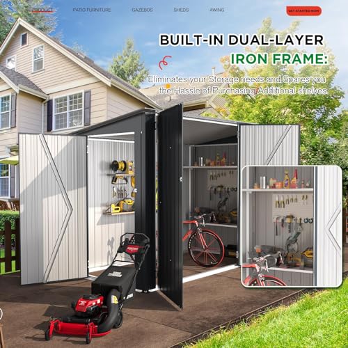 4' x 7' Waterproof Metal Lean to Bike Storage Shed