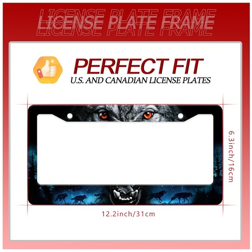Night Wolf Howling License Plate Frame Stainless Steel 2