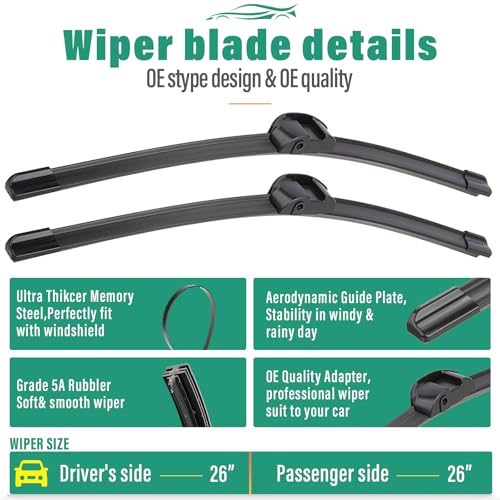 Windshield Wiper Blade Replacement for Porsche Cayenne VW Touareg