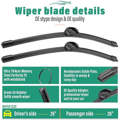 Windshield Wiper Blade Replacement for Porsche Cayenne VW Touareg