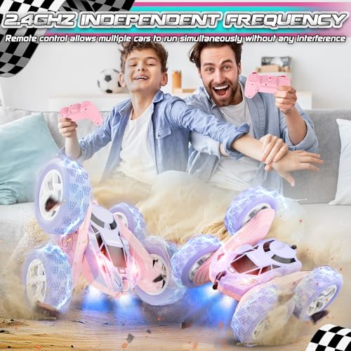 Pink Purple RC Stunt Car for Kids