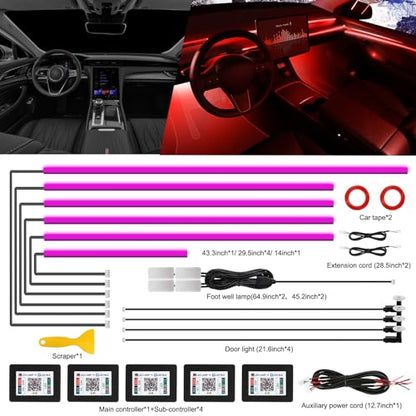 Acrylic Interior Car LED Strip Light with Wireless APP