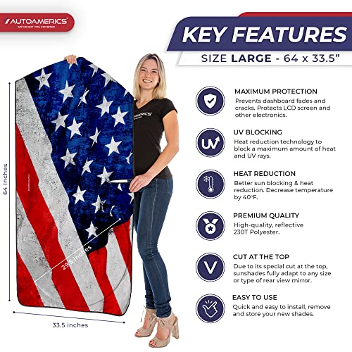 1 Piece Windshield Sun Shade Grunge American Flag