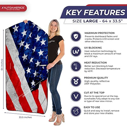 1 Piece Windshield Sun Shade Grunge American Flag