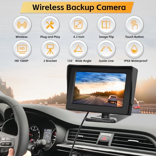Wireless Backup Camera System 4.7 Inch Car Monitor Kit