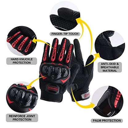 Motorcycle Gloves Touch Screen Full Finger Riding Gloves Knuckle Protection for Men and Women for Dirt Riding