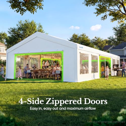 20x40ft Heavy Duty Party Tent Outdoor Canopy with Mesh Windows