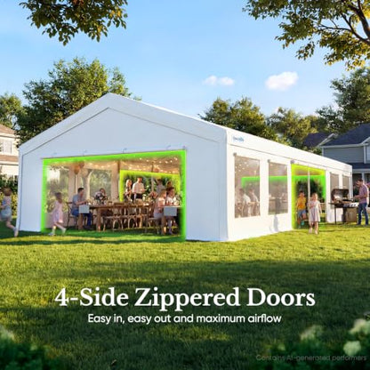 20x40ft Heavy Duty Party Tent Outdoor Canopy with Mesh Windows