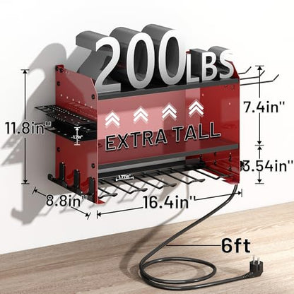 Power Tool Organizer Wall Mount with Charging Station & 8 Outlet