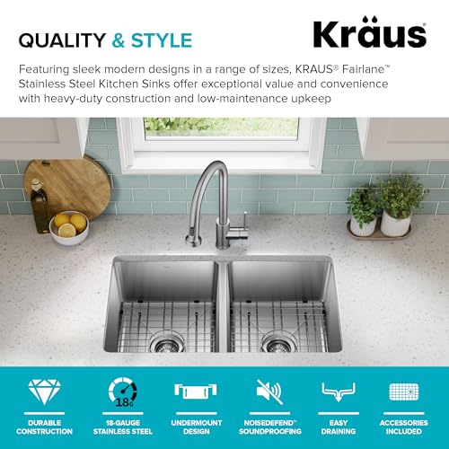 Fairlane 33 inch Undermount Double Bowl 18